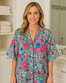 Vintage Victoria’s Secret Floral Oversized Pajama Top Cottagecore Feminine M/L