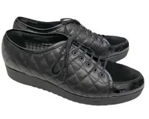 Aquatalia Quilted Black Leather Platform Oxford Sneakers