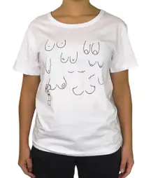 Love Your Boobies Breast White Graphic T-Shirt 2XL