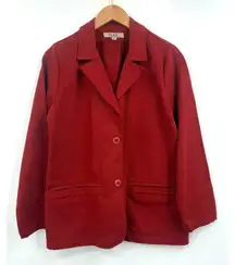 Flax Blazer Womens Cotton Tencel Single Breast Red Pockets Jacket Size Small‎
