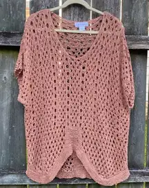 Ces Femme Crochet Open Knit Short Sleeve Top | M/L