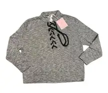Gray Sweater with Black Lace-Up Detail