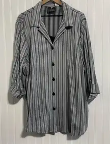 Maggie Barnes 3X Plus Striped Tunic Blouse & Tank Top Set Rayon  Button Down VTG