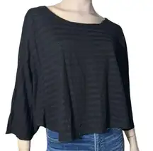 Robert Rodriguez Women’s Size S Black Shadow Stripe Batwing Cropped Top Shirt