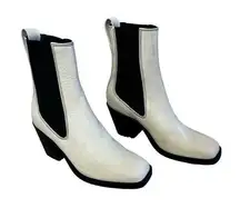 Rag and Bone  Leather Axis Block Heel Chelsea Ivory Black Mid Calve Boots Size 7