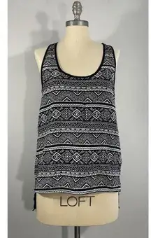 Bebe 2B High Low Aztec Print Racerback Tank Top Womens Size M Sheer Back