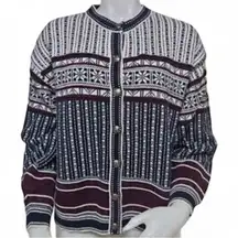 Vintage Chelsea Gardens Fair Isle Cardigan Sweater Medium