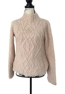 Zara Knit SZ M light pink cable turtleneck sweater