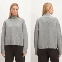 Everlane The Cloud Oversized Turtleneck Heather Grey Knit Sweater NWT Size XXS