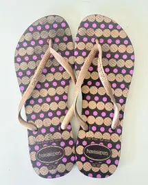 Havaianas Flip Flops Purple Yellow Beach Shoes Women’s Size 9 / 10 Men’s Size 8