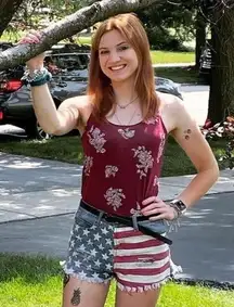 American Flag Jean shorts 0