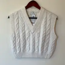 NWT Sunday Best Sz XS Winston Cable Knit Sweater Vest Merino Wool Cropped Preppy
