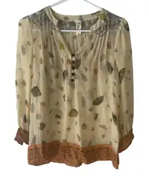 Anthropologie Floreat Size XS 100% Silk‎ Witch Fall Teacher Blouse