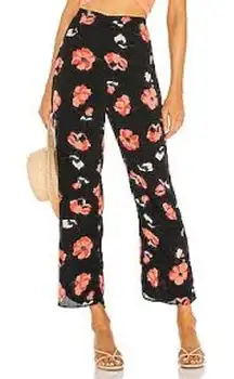 Flynn Skye Size‎ Small Parker Black Red Floral Wide Leg Pant
