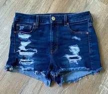 American Eagle Jean Shorts Booty Shorts Distressed Blue Size 8