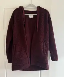 American Eagle Burgunday Sherpa Cardigan With Hood Size XS