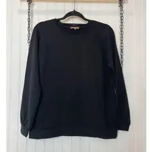 LILLA P Womens Black Crewneck Pullover Sweatshirt Athleisure Size S