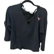 Victoria Secret Vintage Black Hoodie with Pink Dog Logo small