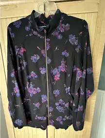 Lane Bryant Livi Active Jacket Womens Plus Size 22/24 Floral Ruffle Layered Hem