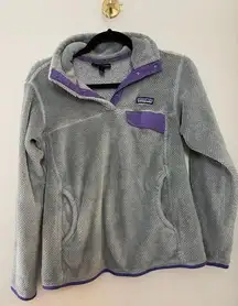 Patagonia Gray and‎ Purple Synchilla Snap-T Fleece Pullover Women's Medium