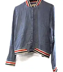 Mossimo Retro Women's Denim Varsity Bomber Size Large