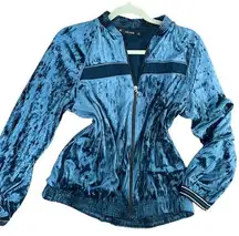 ZARA NWT  Women’s Teal Turquoise Velvet Bomber Jacket - Medium