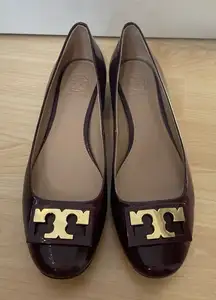 Tory Burch Gigi Patent Pumps Size 7M Leather Mid-Heel Block Ballerinas
