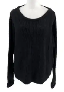 Soft Surroundings Wool Cashmere Blend Ribbed Knit Sweater Black size Petite XL