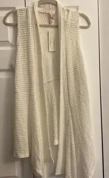 J mode USA boutique waffle knit sleeveless duster white size 2XL NEW layering‎