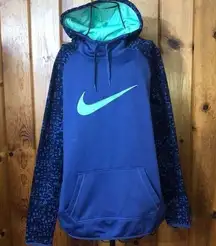 Nike LADIES  DRI-FIT EMBROIDERED SWOOSH PULL OVER HOODIE size large purple/blue