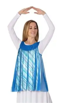 Body Wrappers Adult Overlay Tunic Top Praise Liturgical Blue Chiffon Ombre M