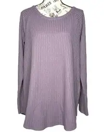 Chaser X-LARGE Purple Waffle Knit Thermal Button Cuff Pullover Long Sleeve Top
