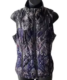 Zenergy By Chico’s Quilted Puffer Vest Purple Paisley Women’s S Lightweight