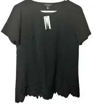 Grace the Perfect Fit Womens Short Sleeve Professional Office Black Blouse Sz S