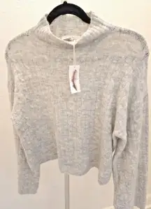 Jessica Simpson Cropped Mock Neck Light Gray Cable Pullover Boxy Y2K S Womens