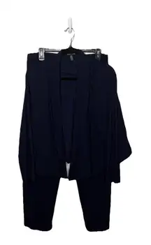 Vintage Eileen Fisher Navy Blue Outfit Pants Open Front Cardigan Petite Large