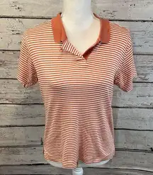 ADIDAS 60's 2 Ply Mercerized Terracotta & White Striped Polo Shirt-M