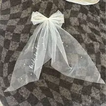 Bride to Be Bow Veil with Pearls