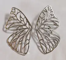 Elegant Silver Butterfly Wing Stud Earrings Metal Gift New Pretty