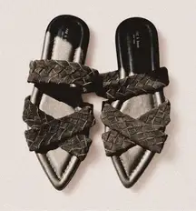 Rag & Bone Lewis Pointed Flat Slip On Leather Braided woven Sandals 7 womens