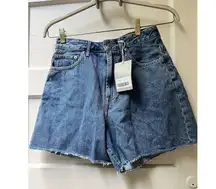Nwt Everlane Womens 28 The A-Line Denim Shorts Organic Cotton Cut Off High Rise