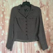 Norton McNaughton Petites 90’s Vintage Brown Dot Print Button Front Blouse