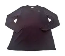 GYMSHARK Training Oversized Long Sleeve Tee Shirt Women's Black Large‎ GLLT4734