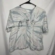 Electric Pink Tie-Dye T-Shirt Skater Skeleton Graphic Cuffed Sleeves Size M