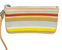 Vintage Coach Multicolored Stripped Wristlet Wallet Mini Bag