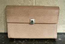 Vintage Lauren Ralph Lauren Tan Leather Embossed Lizard Clutch‎ Wallet