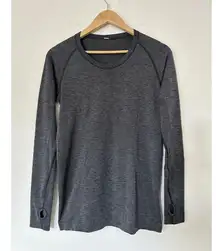 023. Lululemon Swiftly Tech Long Sleeve Heathered Black Grey Size 10