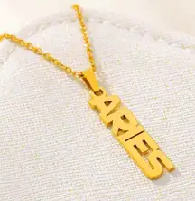 Aries Zodiac Gold Plated Stainless Steel Necklace
