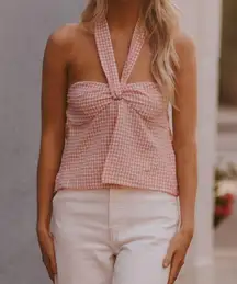 ASOS Pink And White Checkered Crop Top