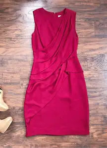 J. Mendel • draped silk chiffon dress red sleeveless sheath designer cocktail